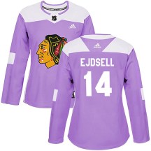 Chicago Blackhawks Women's Victor Ejdsell Adidas Authentic Purple Fights Cancer Practice Jersey