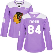 Chicago Blackhawks Women's Alexandre Fortin Adidas Authentic Purple Fights Cancer Practice Jersey