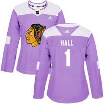Chicago Blackhawks Women's Glenn Hall Adidas Authentic Purple Fights Cancer Practice Jersey
