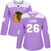 Chicago Blackhawks Women's Anthony Louis Adidas Authentic Purple Fights Cancer Practice Jersey