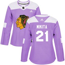 Chicago Blackhawks Women's Stan Mikita Adidas Authentic Purple Fights Cancer Practice Jersey