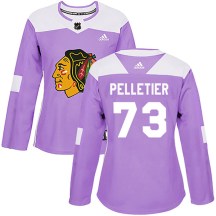 Chicago Blackhawks Women's Will Pelletier Adidas Authentic Purple Fights Cancer Practice Jersey
