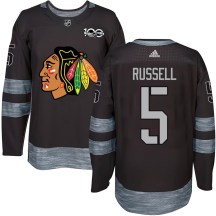 Chicago Blackhawks Men's Phil Russell Authentic Black 1917-2017 100th Anniversary Jersey