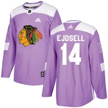 Chicago Blackhawks Men's Victor Ejdsell Adidas Authentic Purple Fights Cancer Practice Jersey