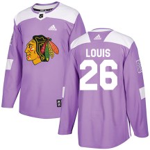 Chicago Blackhawks Men's Anthony Louis Adidas Authentic Purple Fights Cancer Practice Jersey