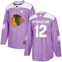 Chicago Blackhawks Men's Pat Stapleton Adidas Authentic Purple Fights Cancer Practice Jersey