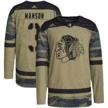 Chicago Blackhawks Men's Dave Manson Adidas Authentic Camo Military Appreciation Practice Jersey