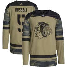 Chicago Blackhawks Men's Phil Russell Adidas Authentic Camo Military Appreciation Practice Jersey
