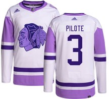 Chicago Blackhawks Youth Pierre Pilote Adidas Authentic Hockey Fights Cancer Jersey