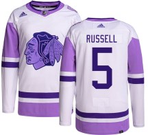 Chicago Blackhawks Youth Phil Russell Adidas Authentic Hockey Fights Cancer Jersey