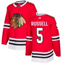Chicago Blackhawks Youth Phil Russell Adidas Authentic Red Home Jersey