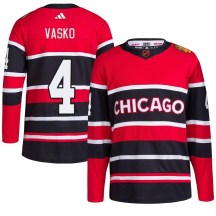 Chicago Blackhawks Men's Elmer Vasko Adidas Authentic Red Reverse Retro 2.0 Jersey