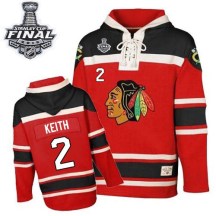 Chicago Blackhawks Youth Duncan Keith Authentic Red Old Time Hockey Sawyer Hooded Sweatshirt 2015 Stanley Cup Patch