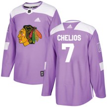 Chicago Blackhawks Youth Chris Chelios Adidas Authentic Purple Fights Cancer Practice Jersey