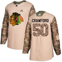 Chicago Blackhawks Youth Corey Crawford Adidas Authentic Camo Veterans Day Practice Jersey