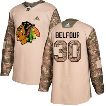 Chicago Blackhawks Youth ED Belfour Adidas Authentic Camo Veterans Day Practice Jersey