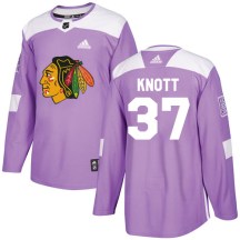 Chicago Blackhawks Youth Graham Knott Adidas Authentic Purple Fights Cancer Practice Jersey