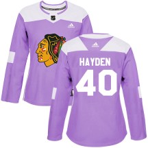 Chicago Blackhawks Women's John Hayden Adidas Authentic Purple Fights Cancer Practice Jersey