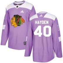 Chicago Blackhawks Youth John Hayden Adidas Authentic Purple Fights Cancer Practice Jersey