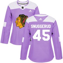 Chicago Blackhawks Women's Luc Snuggerud Adidas Authentic Purple Fights Cancer Practice Jersey