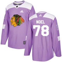 Chicago Blackhawks Men's Nathan Noel Adidas Authentic Purple Fights Cancer Practice Jersey