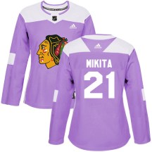 Chicago Blackhawks Women's Stan Mikita Adidas Authentic Purple Fights Cancer Practice Jersey