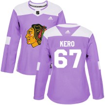 Chicago Blackhawks Women's Tanner Kero Adidas Authentic Purple Fights Cancer Practice Jersey
