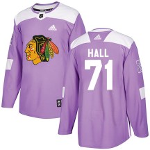 Chicago Blackhawks Youth Taylor Hall Adidas Authentic Purple Fights Cancer Practice Jersey