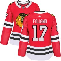 Chicago Blackhawks Women's Nick Foligno Adidas Authentic Red Home Jersey