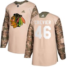Chicago Blackhawks Youth Louis Crevier Adidas Authentic Camo Veterans Day Practice Jersey