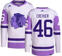 Chicago Blackhawks Men's Louis Crevier Adidas Authentic Hockey Fights Cancer Jersey