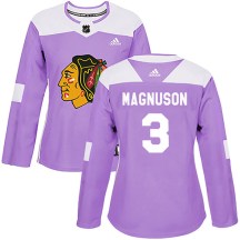 Chicago Blackhawks Women's Keith Magnuson Adidas Authentic Purple Fights Cancer Practice Jersey
