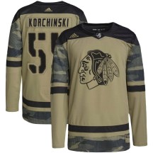 Chicago Blackhawks Men's Kevin Korchinski Adidas Authentic Camo Military Appreciation Practice Jersey